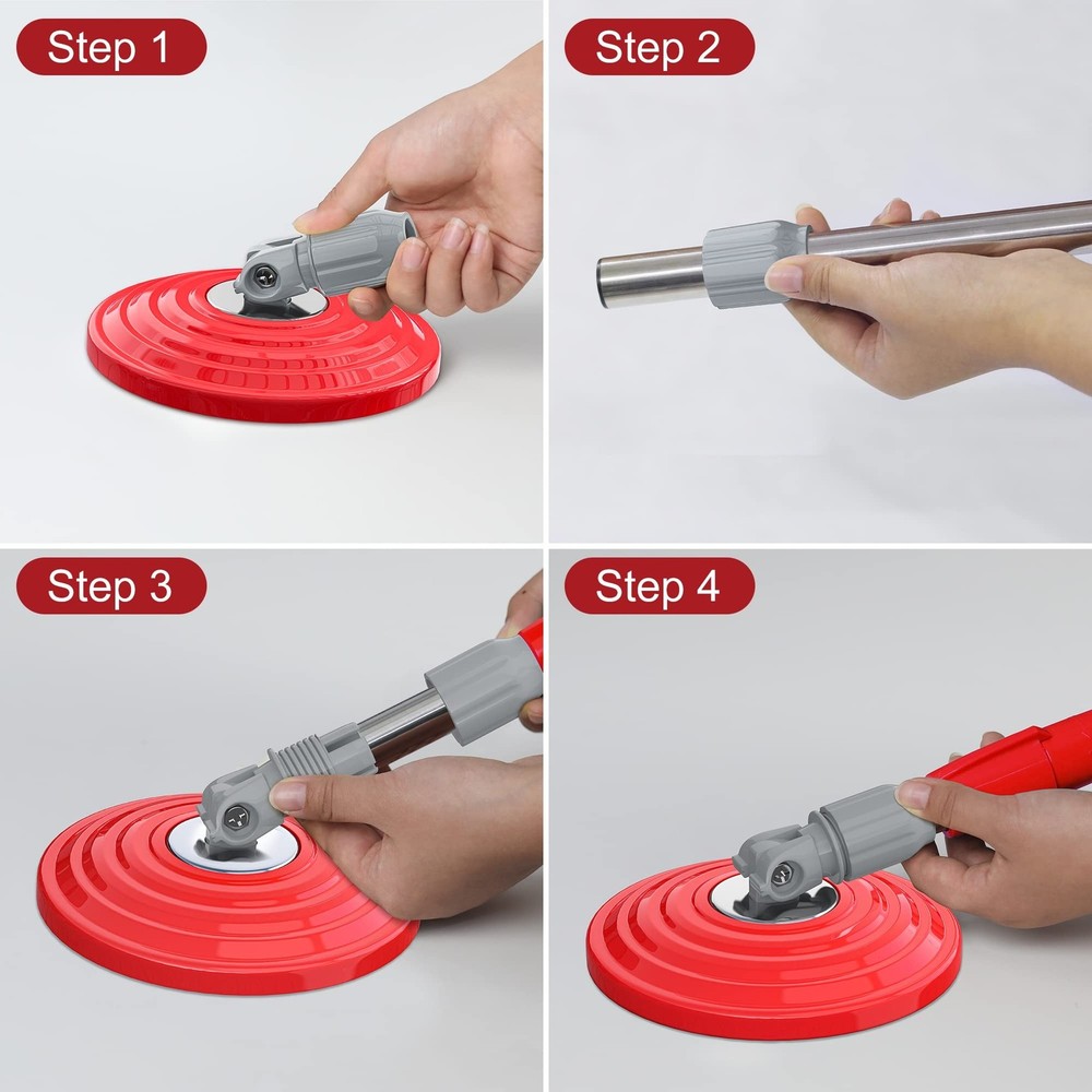 Stainless Steel Extendable Mop Handle with 2 Microfiber Replacement Heads & 3...