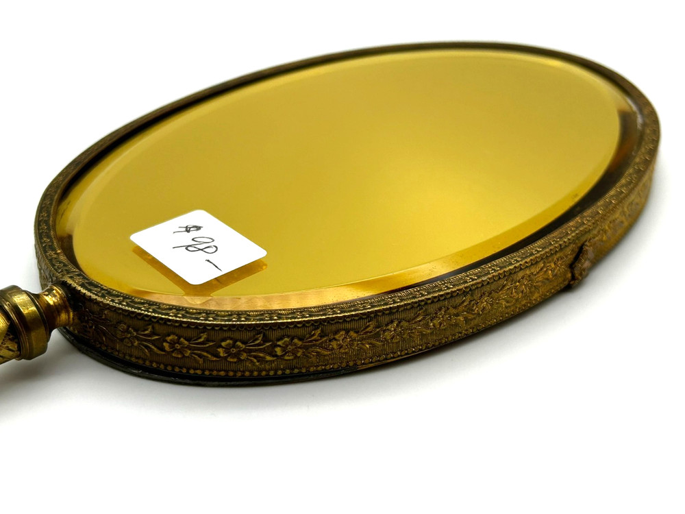 Antique Brass Handheld Vanity Mirror