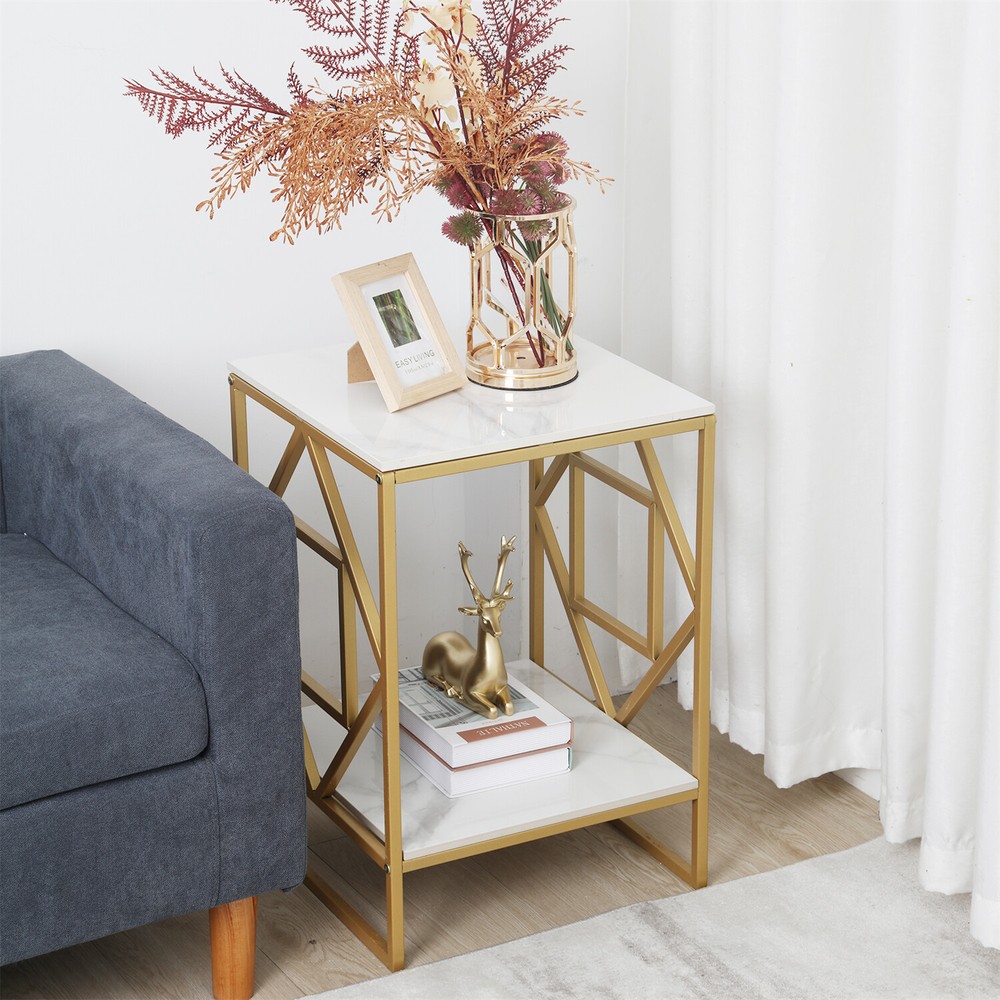 Upscale Real Marble Square/Round Tea Table Metal Frame Coffee Sofa Display Table