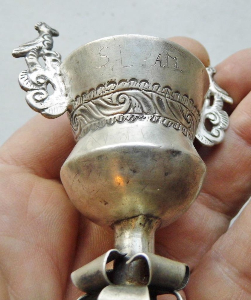 Antique Colonial America Solid Silver Jewish Kiddush Cup ca.1730 Irish Maker?
