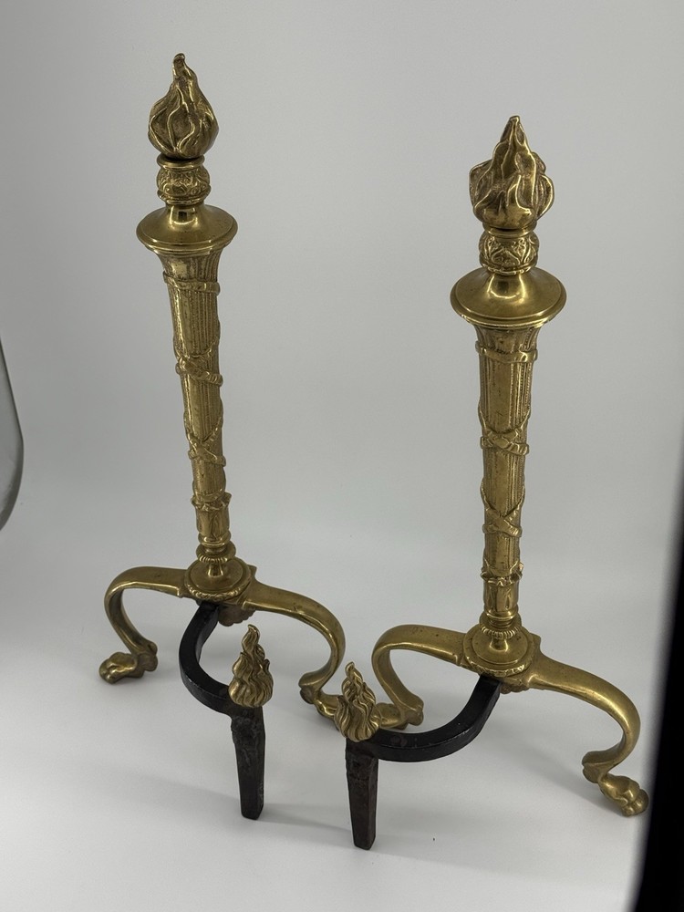 Vintage Flame Torch Andiron Set