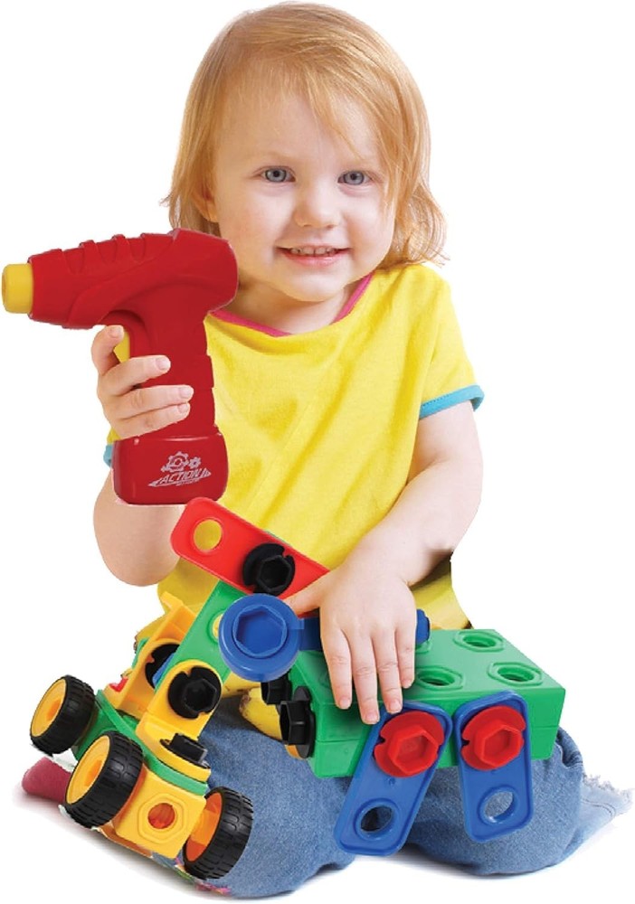 Build N Imagine 87PCBuilding Blocks Learning Construction Playset & Play Drill
