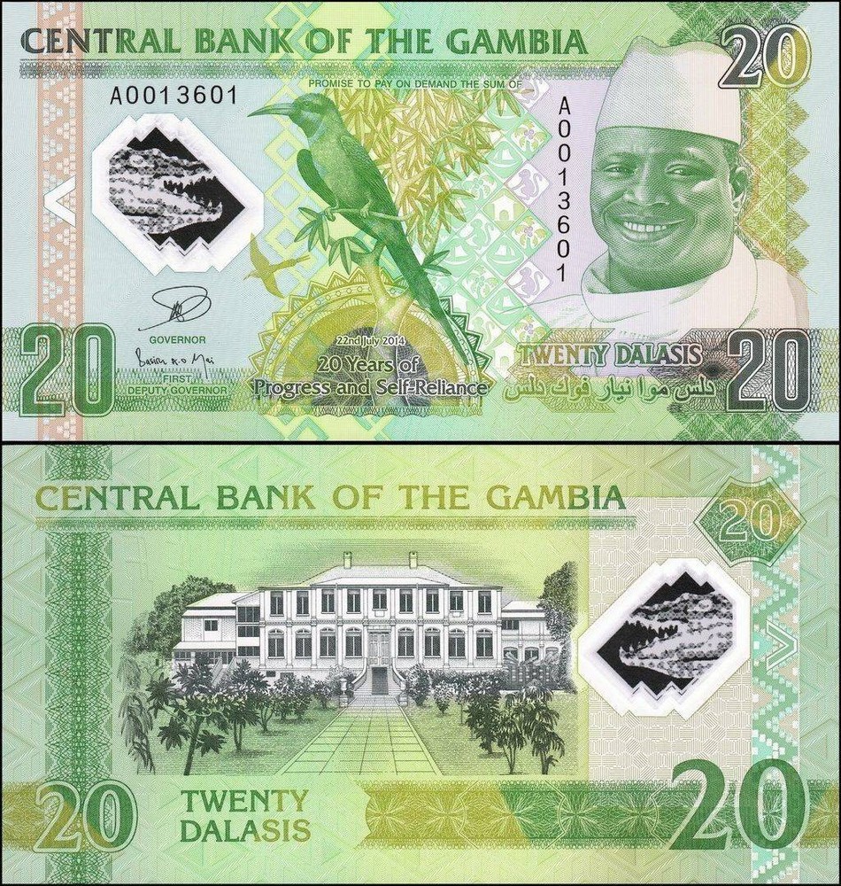 Gambia 20 Dalasis, 2014, P-30, UNC, Commemorative, Polymer