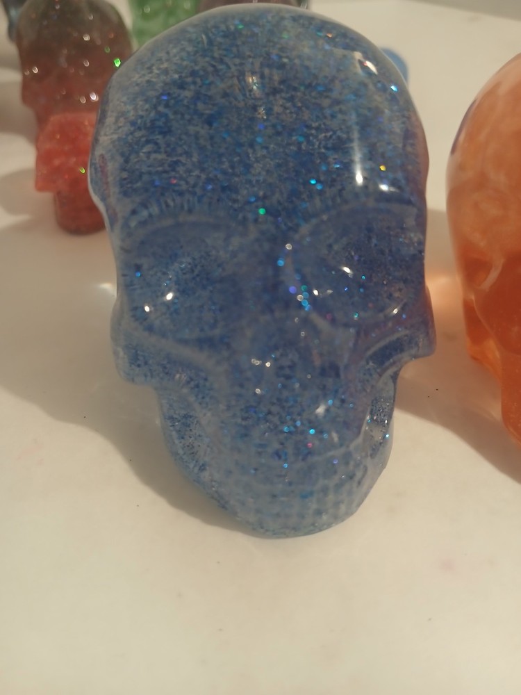 Handmade Large Epoxy Resin Multicolor Skulls