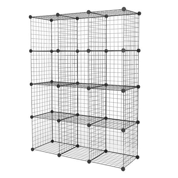 DIY Modular 12Cube Shelving Unit Modular Cubbies Mesh Grid Storage Multifunction