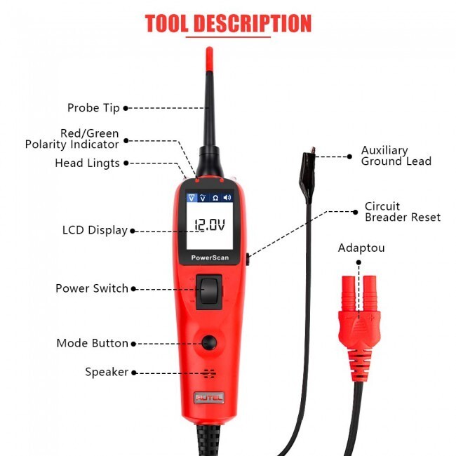 Autel PowerScan PS100 Electrical Circuit System Power Probe Tester Tool 12V/24V