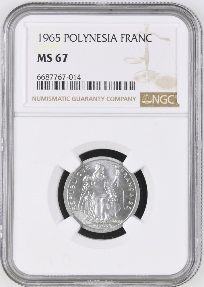 French Polynesia 1 Franc 1965 NGC MS 67