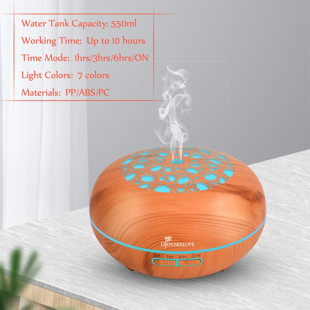 Diffuserlove Essential Oil Diffuser 550ML Remote 8 Piece Set, Yellow