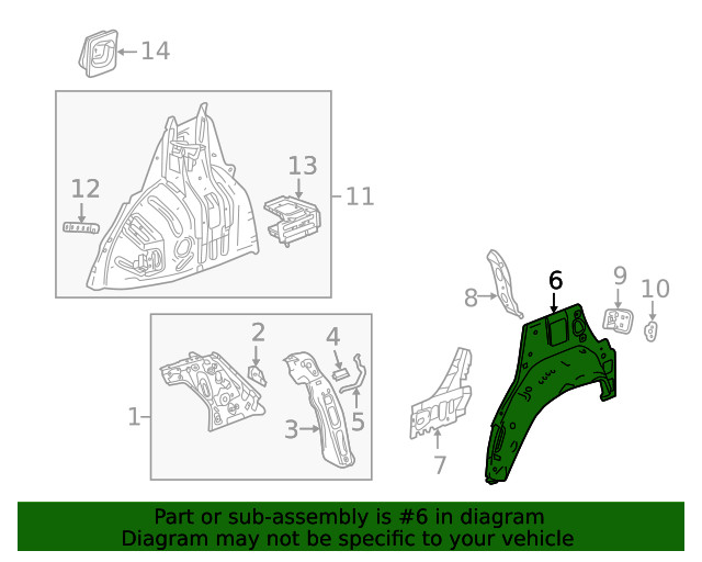 Genuine GM Rear Driver Side Wheelhouse Outer Panel 95142180