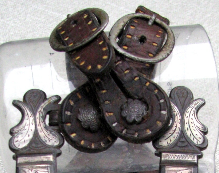 SPANISH COLONIAL TRANSITIONAL DBL MTD ENGRAVED 2 PATTERN CLOCK GEAR ROWELS c1850