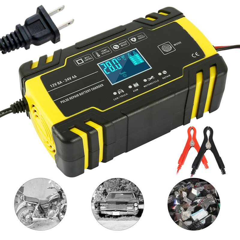 Automatic LCD Display Fast Charging Motorcycle Battery Charger Maintainer Tool