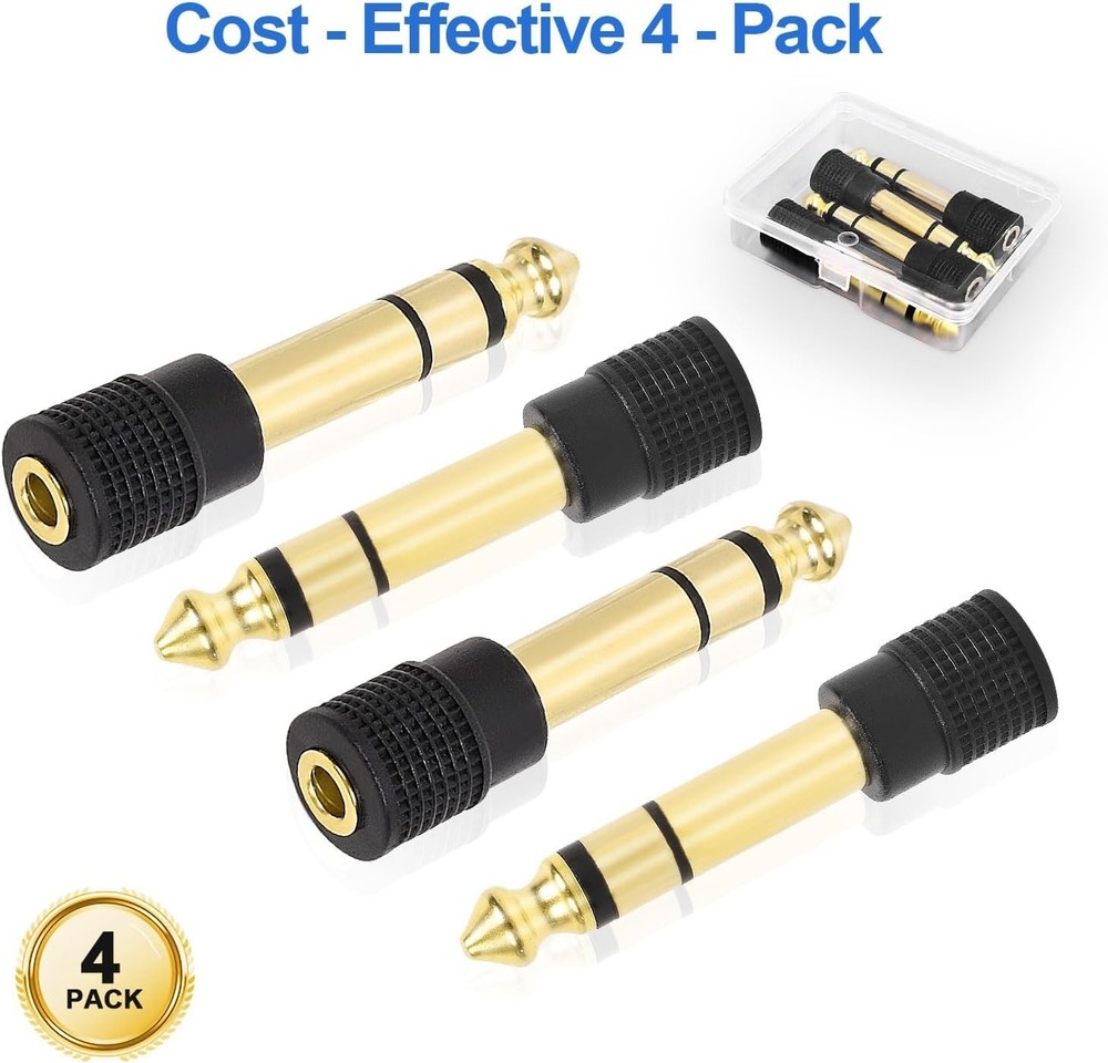 Headphone jack adapters from small to large size.
