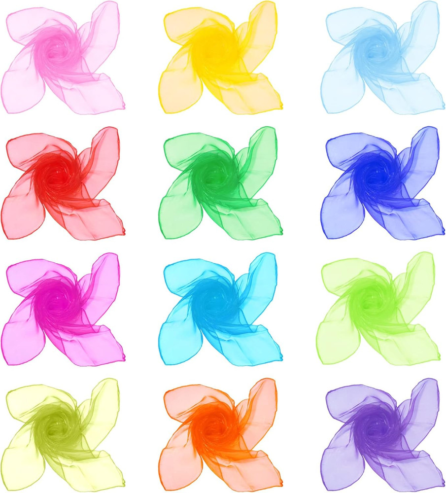 12Pcs Square Juggling Silk Dance Scarves Magic Tricks Performance Props Accessor