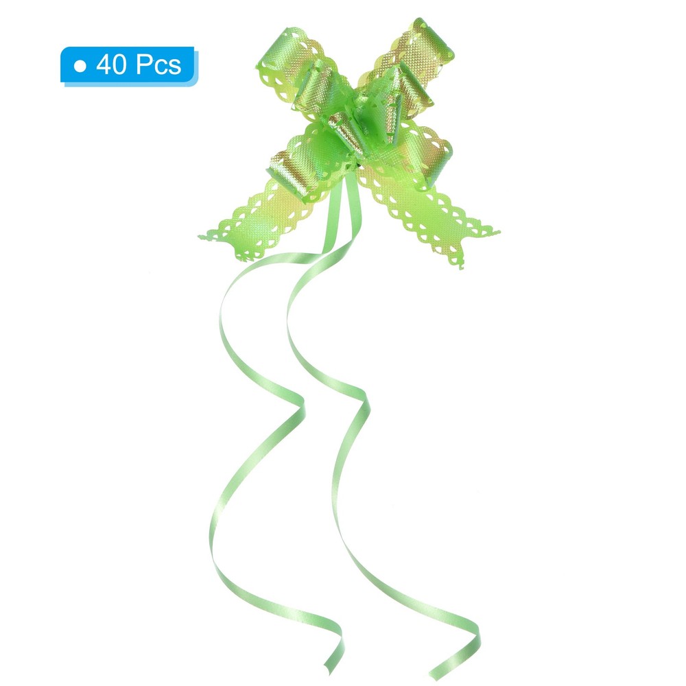 40Pcs 2.2" Iridescent Pull Bows Present Wrapping String Bows Ribbon Green