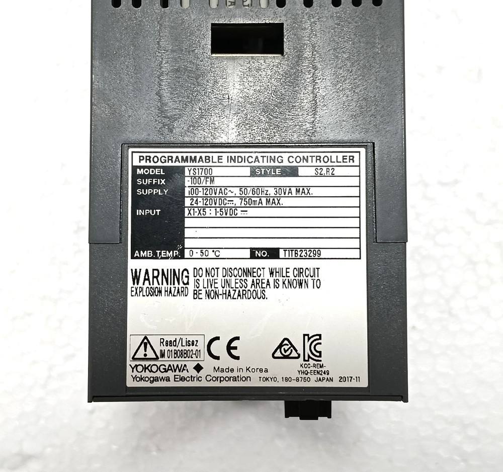 YOKOGAWA ELECTRIC CORPORATION YS1700 PROGRAMMABLE INDICATING CONTROLLER