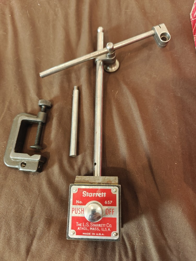 Starrett 657AA Magnetic Base Dial Indicator Holder, complete set