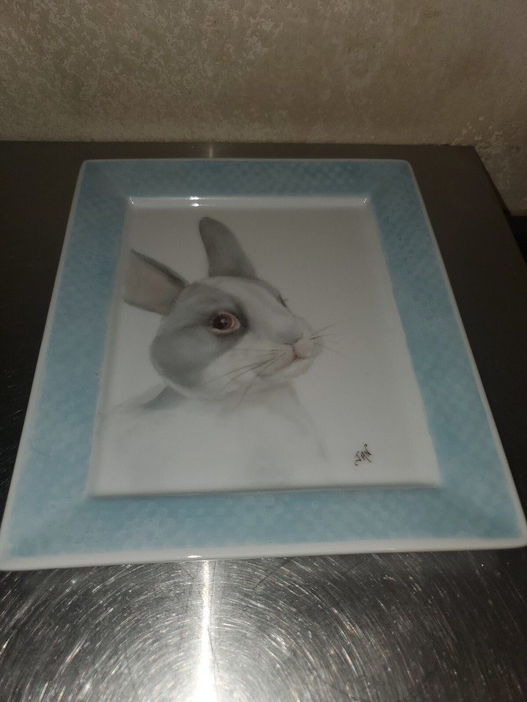 Bunny Rabbit Platter/Plate Easter Handpainted. Signed