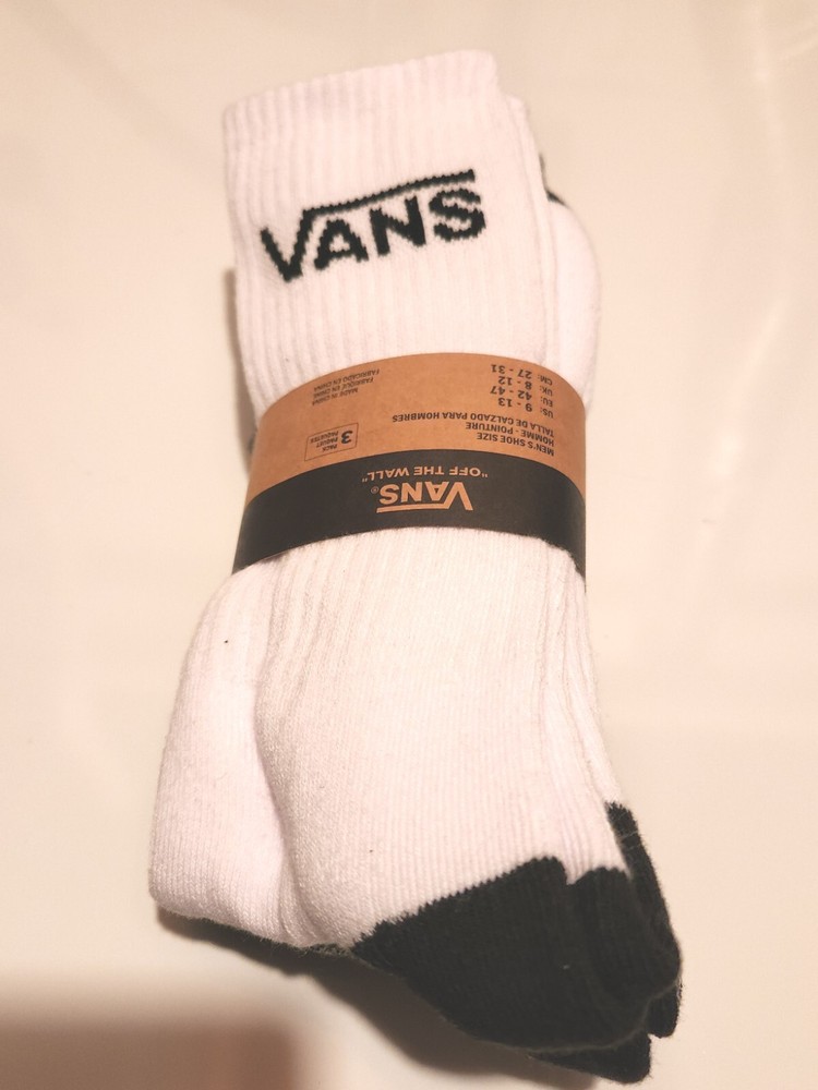 Vans Mens Classic Crew Socks 3-Pack Basics Black White Grey Multi Color