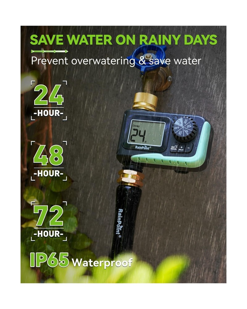 RAINPOINT Sprinkler Timer with Brass Swivel, Programmable Water Timer for Gar...