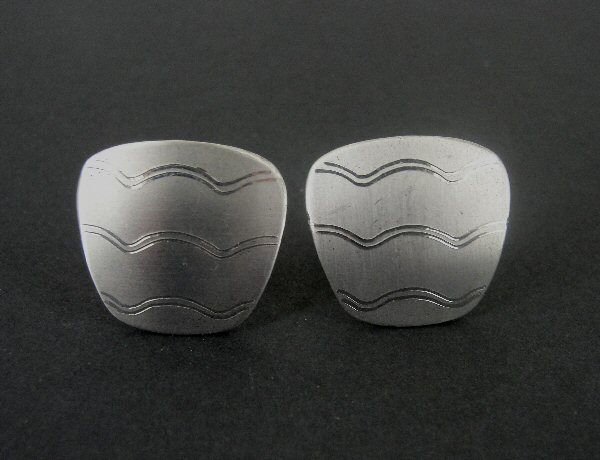 Wave Brushed Design Sterling Silver 925 CUFFLINKS