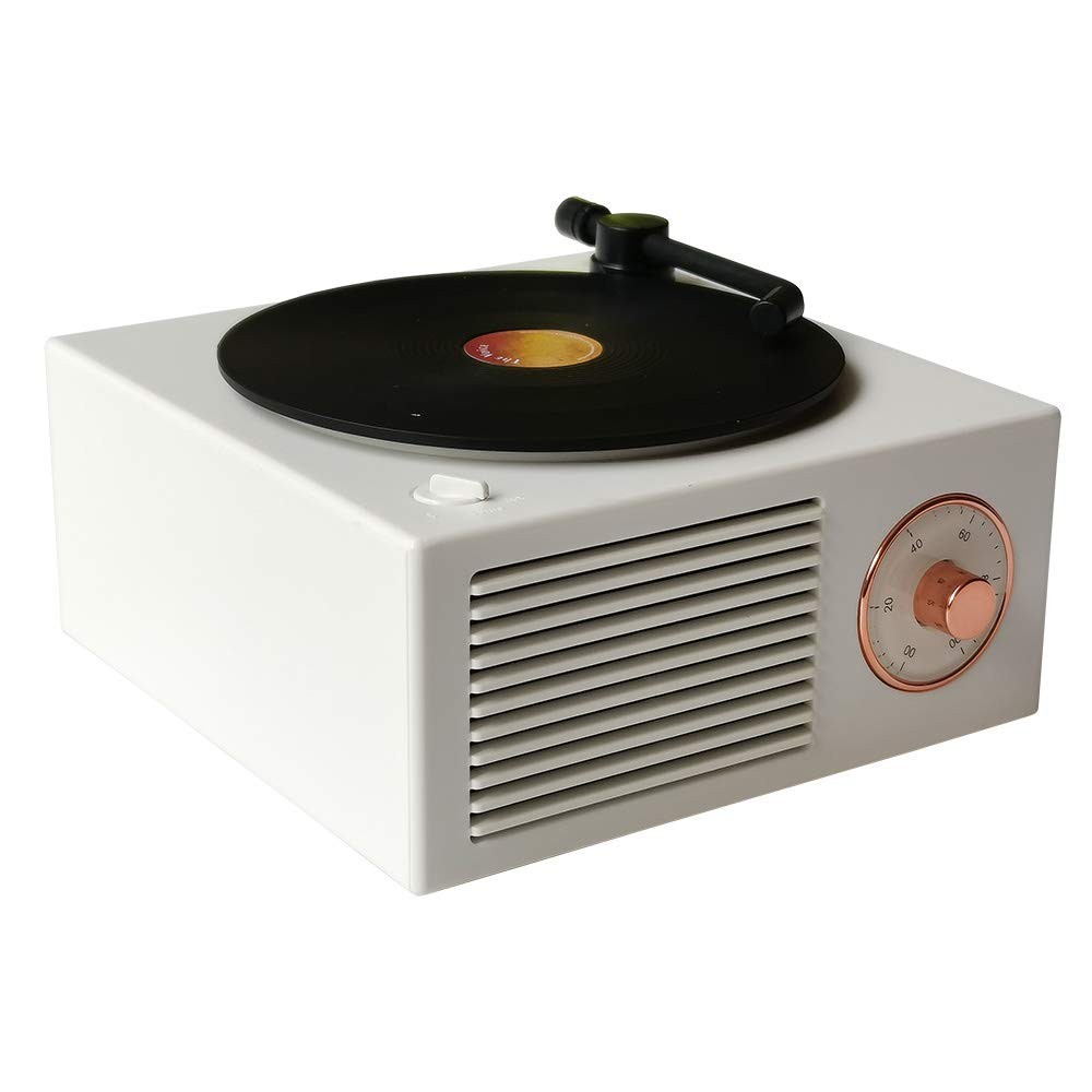 Vinyl Record Player Style Bluetooth Speaker Old Fashioned Classic Style White...
