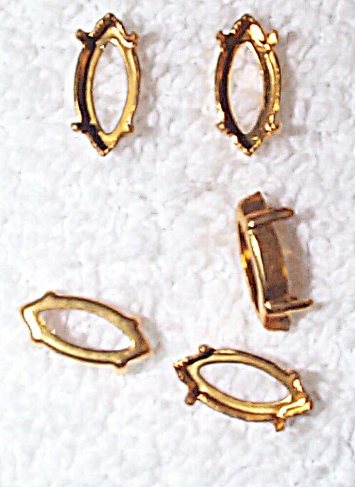 VINTAGE HIGH QUALITY OPEN BACK SOLID BRASS MARQUISE SETTINGS MOUNTINGS - 20 PCS