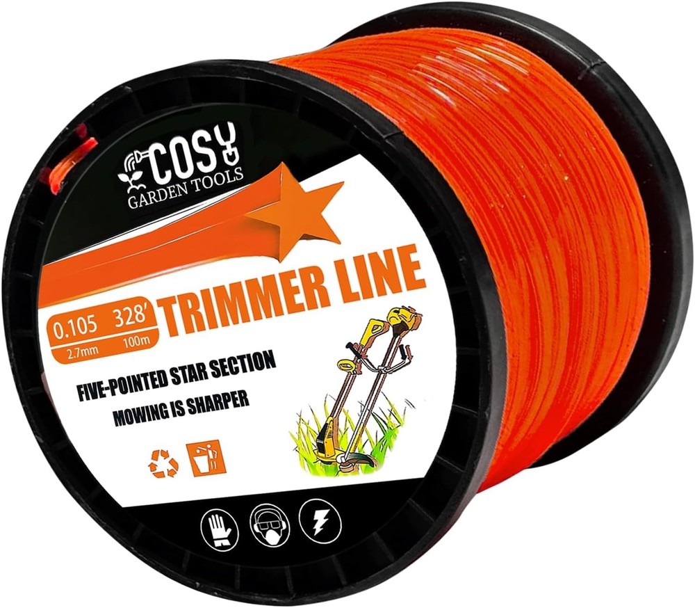 String Trimmer Line, Commercial Grade Orange Pentagon Weed Eater String, Premium