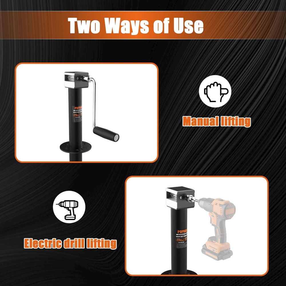 A-Frame Trailer Jack 5000 lbs, 20-24V Cordless Drill Compatible, Drop Tong Jack