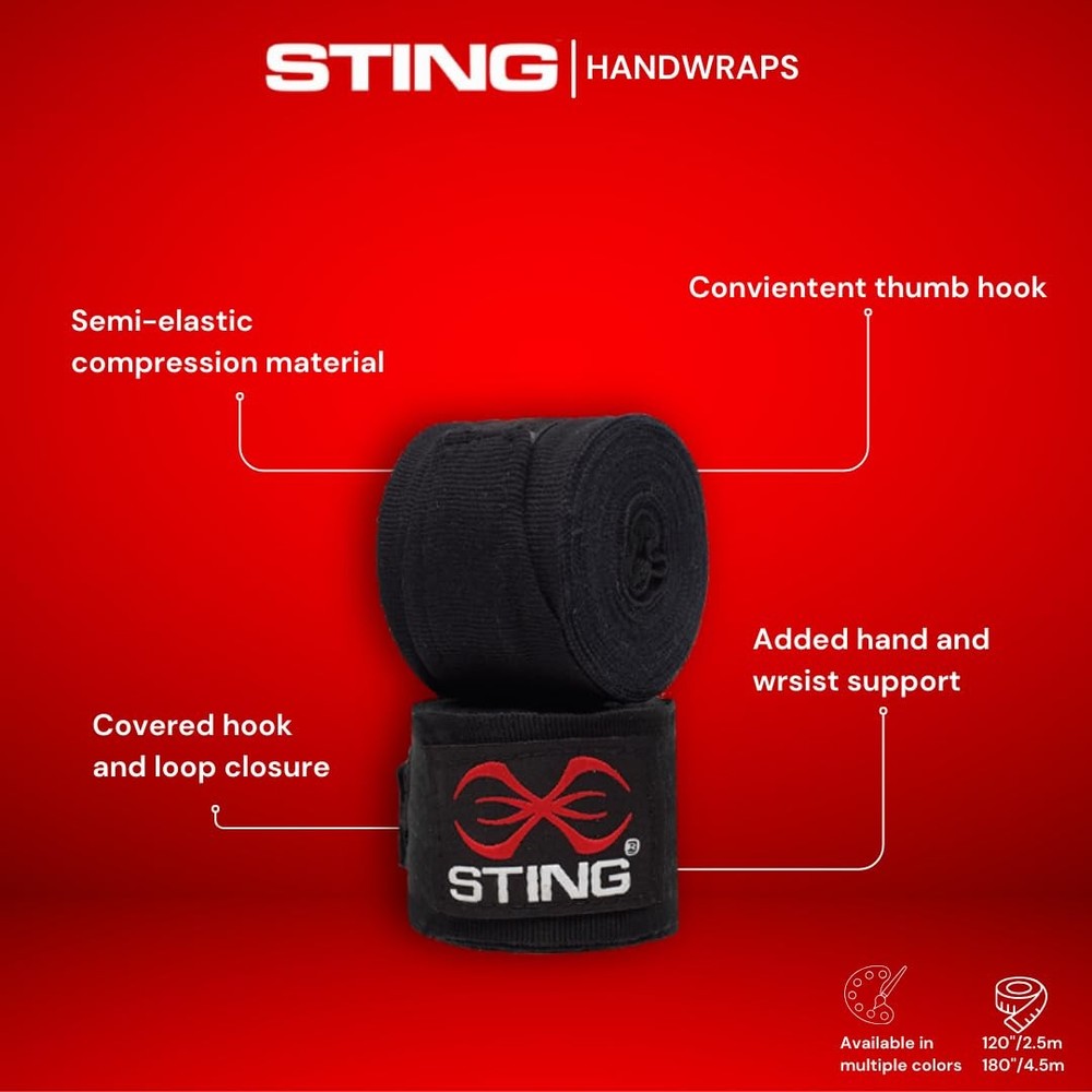 Elastic Boxing Hand Wraps with Thumb Loop for Training & Competition 180"