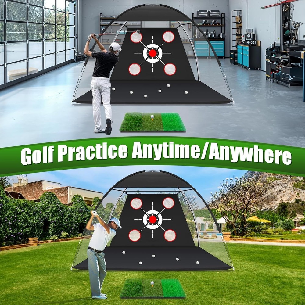Compact Golf Net with Practice Mat (10x7FT) - Simplify Your Backyard Practice