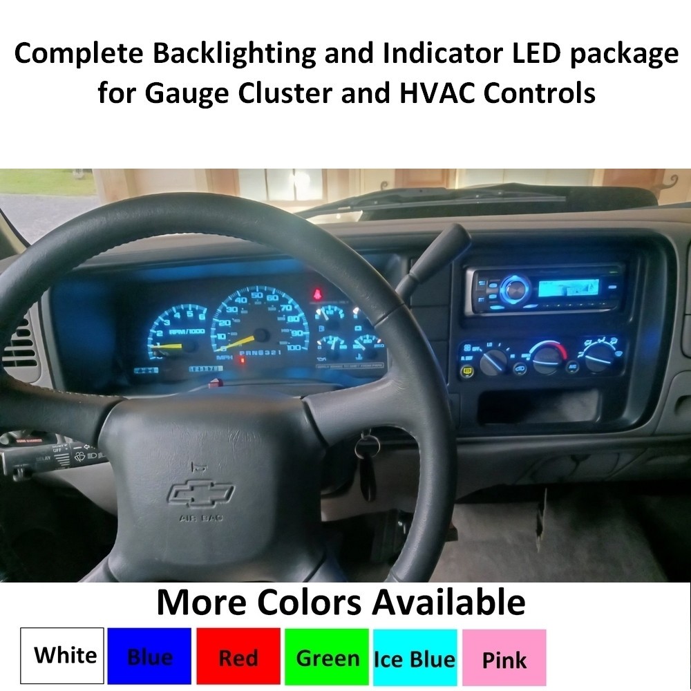 32 pcs LED Gauge Cluster & AC Control backlighting + Indicators for Chevy Trucks