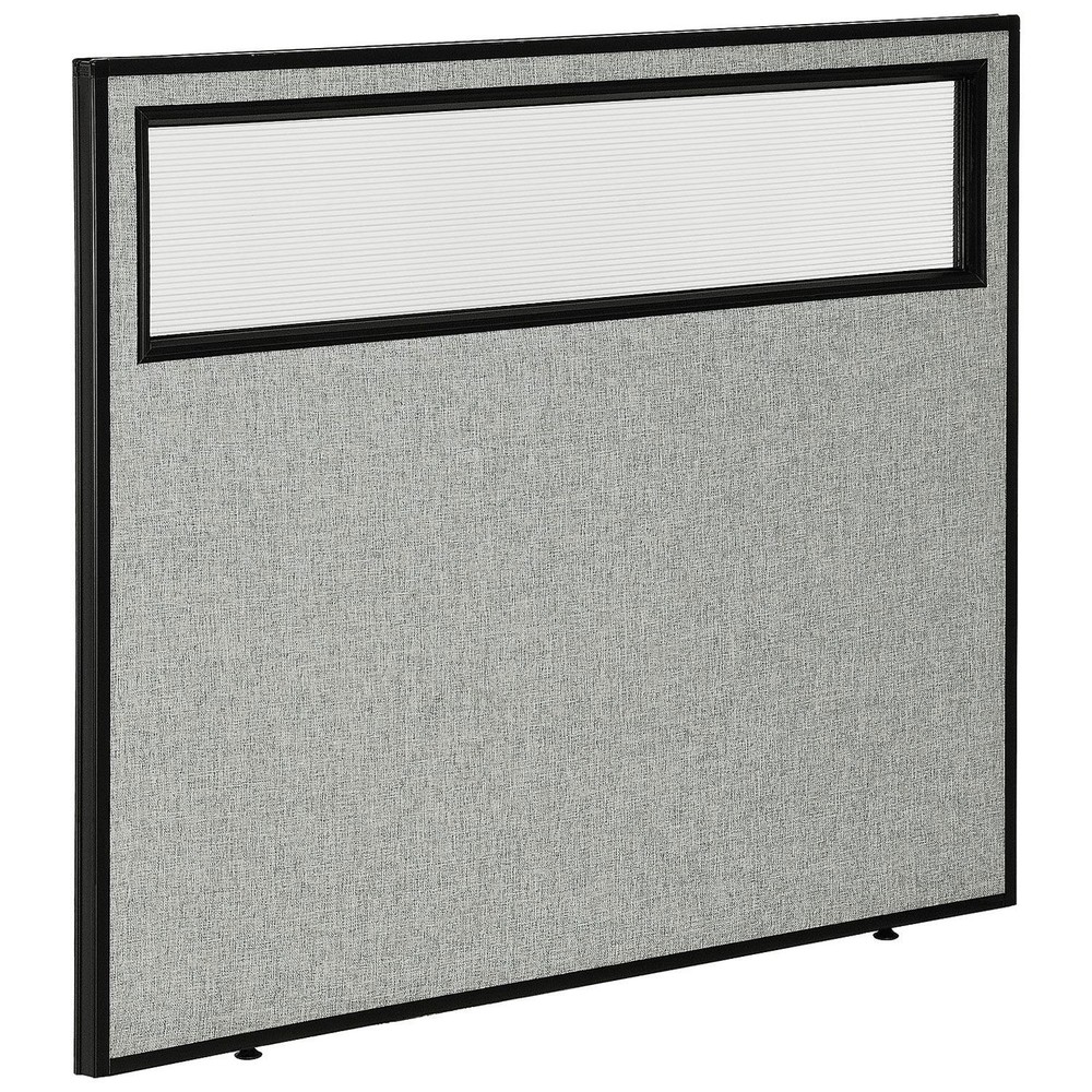 48-1/4"W x 42"H Office Partition Panel with Partial Window Gray