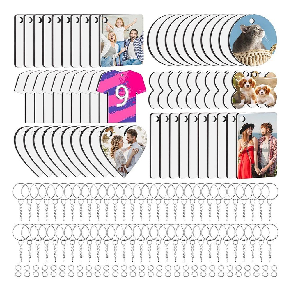 180 Pcs Sublimation Keychain Blanks, Sided Acrylic Rectangle Sublimation9461