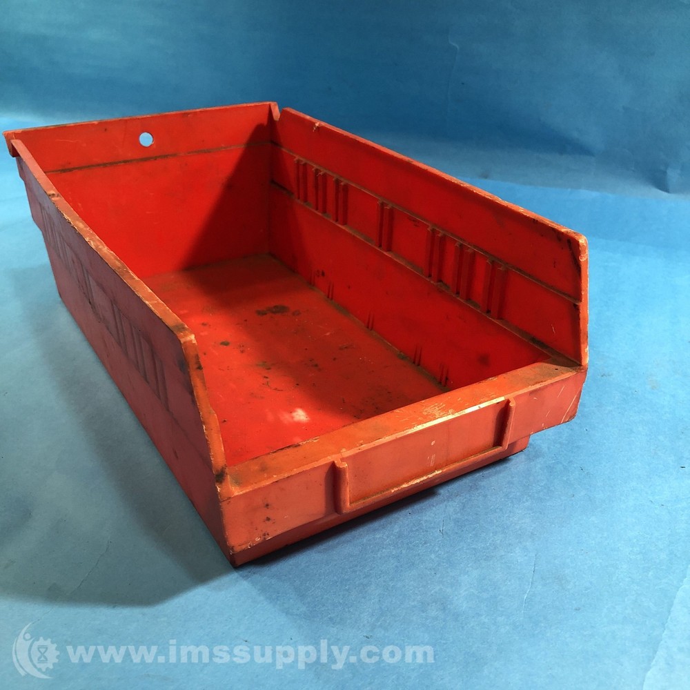 Color Red Plastic Storage Bin, 12'' LG USIP