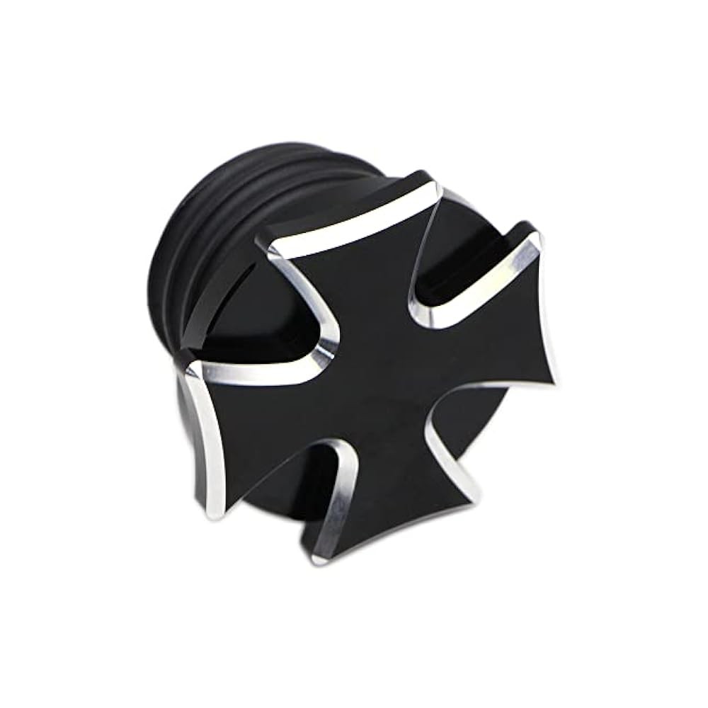 For Right,h  Thread Gas Cap  Dyna/Softail 2000,2017 Black with Silver Edge