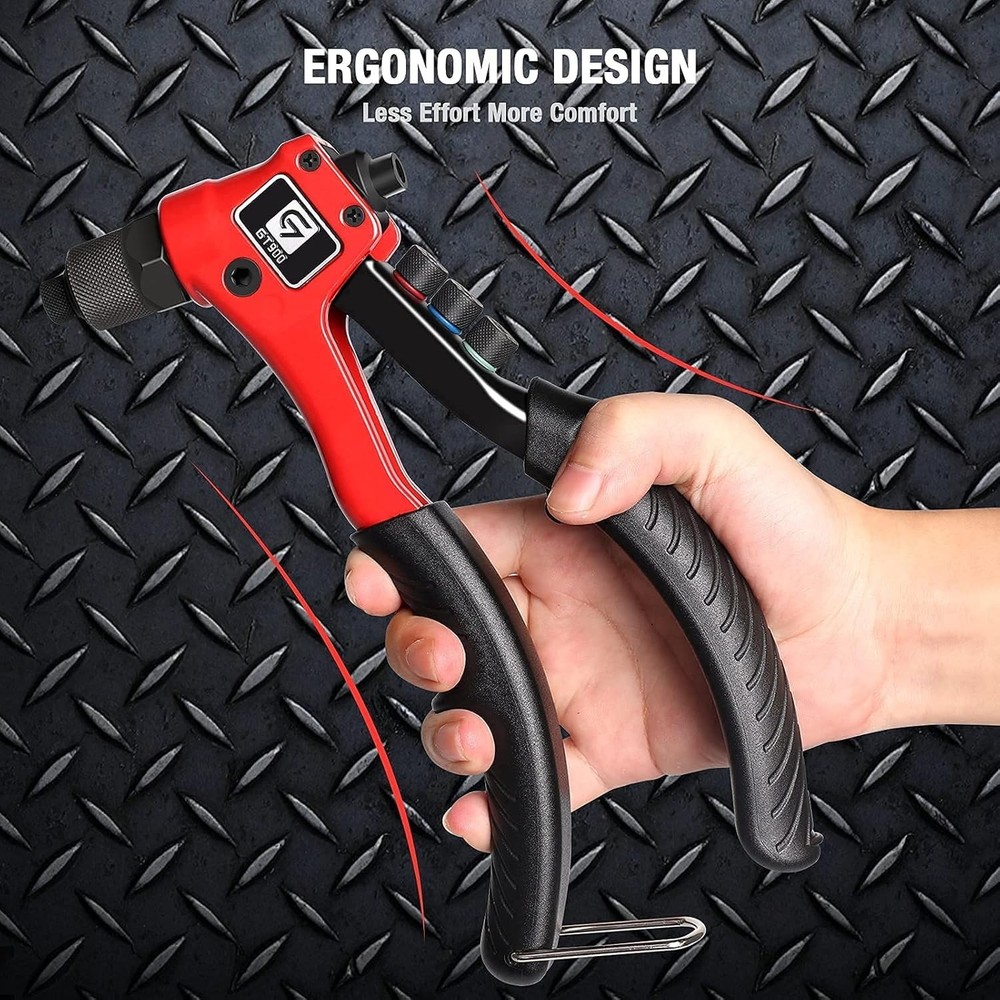 Professional Pop Rivet Tool Kit with Interchangeable Heads & Carrying Case