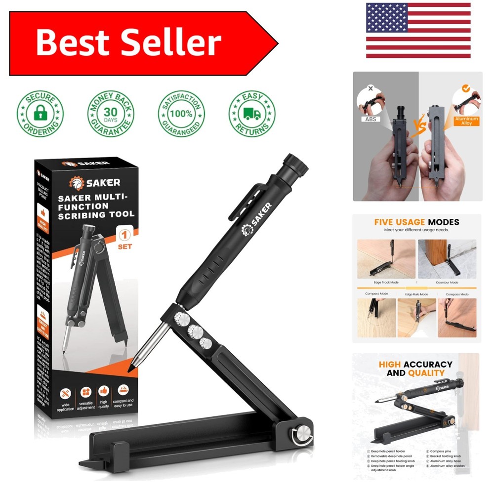 Compact Multi-Function Scribing and Measuring Tool for DIY Projects - 5.5 Inches