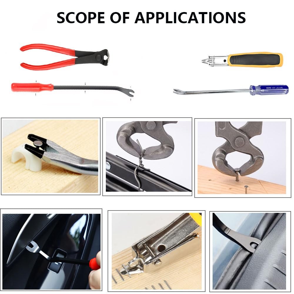 Upholstery and Construction Staple Tools Set Including Cutting Plier, Tack Pu...