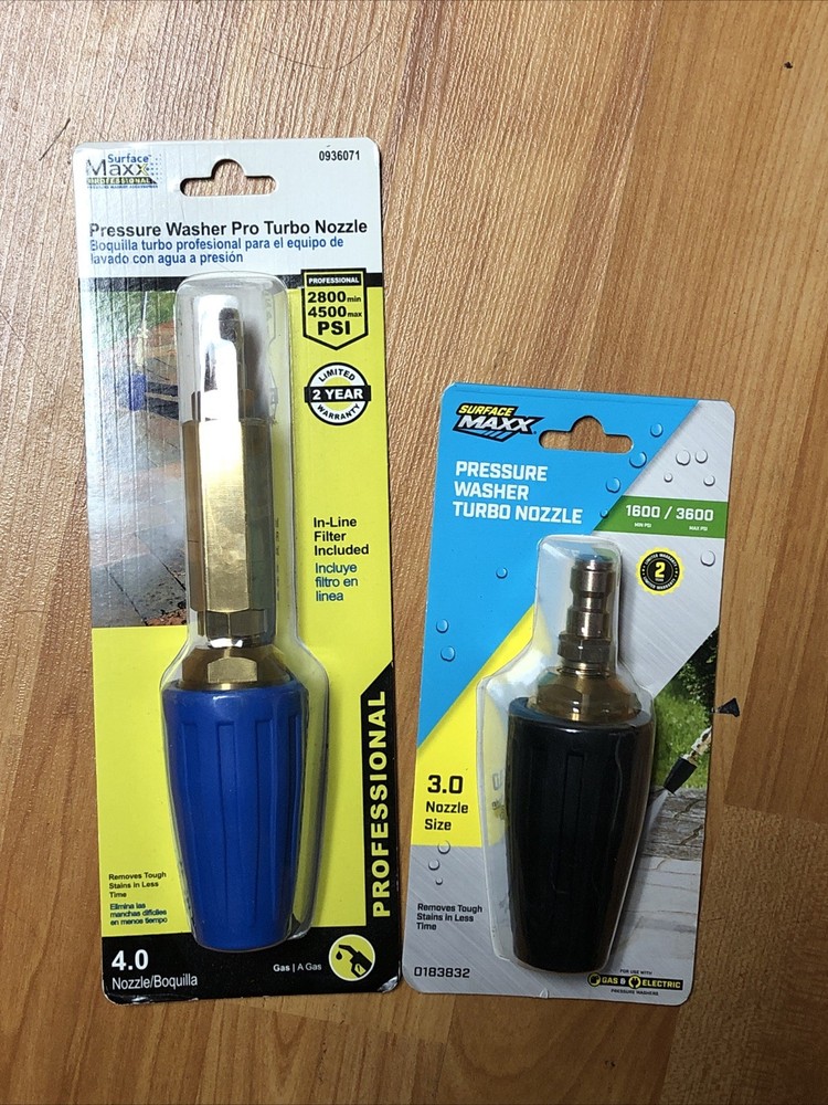 Surface Maxx Pressure Washer Pro Turbo Nozzle (SPINNING) 2 Pc Bundle 4.0 & 3.0