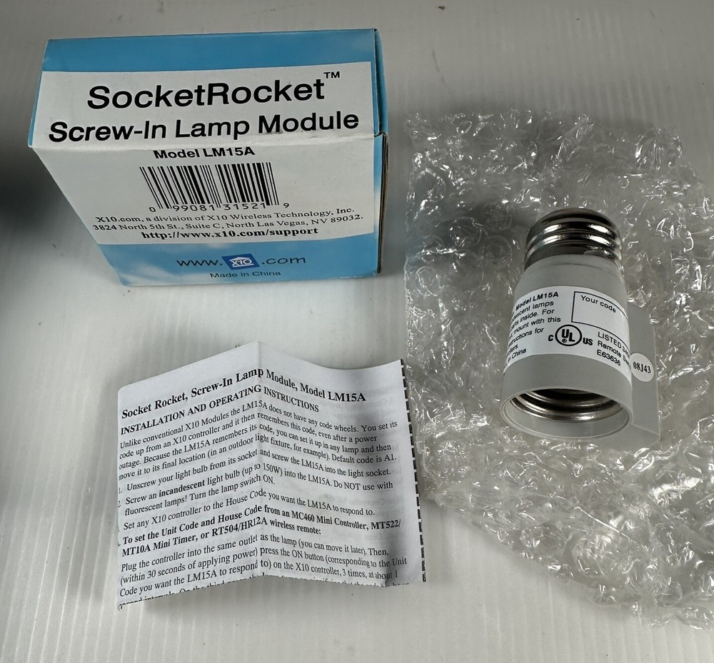 X10 LM15A Remote Controlled Lamp Module, Screw-In Socket Rocket NIB