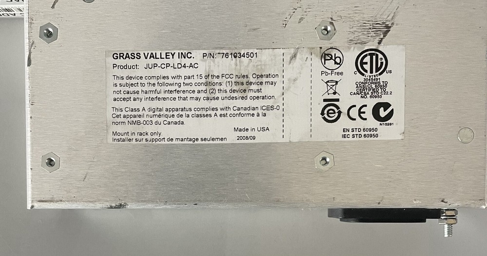 Power Tested — Grass Valley Jupiter LD4 Control Panel JUP-CP-LD4-AC — See Desc.