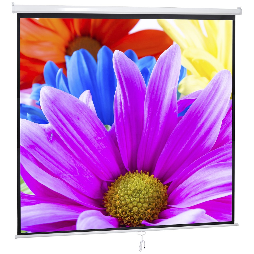 120'' Diagonal Dimension Pull Down Projection Screen Matte HD Movie Theater 1:1
