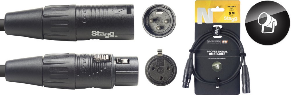 N Series DMX Cable, 5 Meters, Light