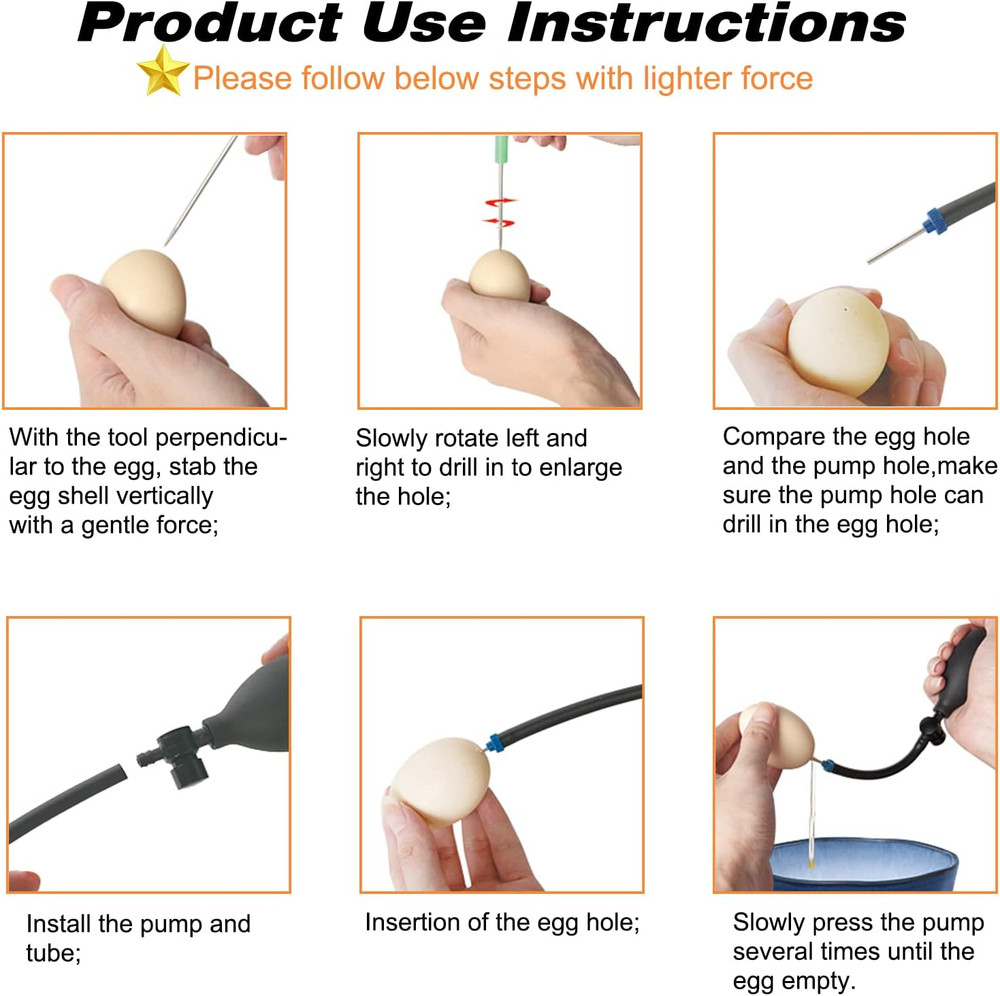 Egg Blowing Pump Kit, One Hole Drill Eggs Shells Empty Tools for Easter Eggshell
