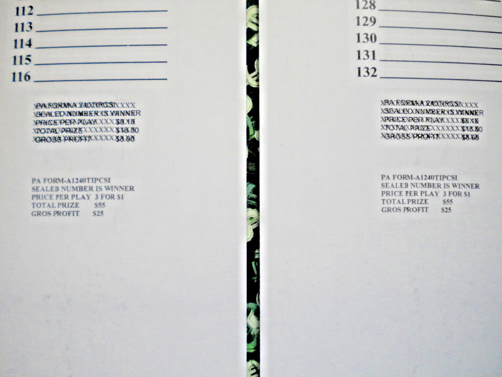 2 Lot ~ 240 3Ticket @ $1 REGULAR "NOT Sure" TIPBOARD {101-132} PullTab JarTicket