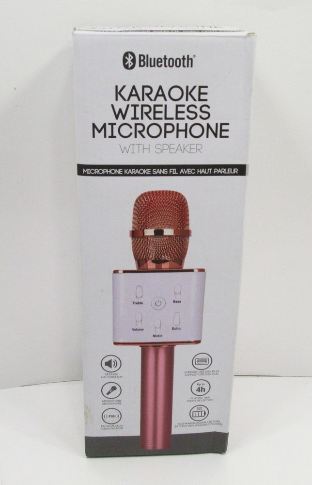 Bluetooth Karaoke Wireless Microphone with Speaker - Rose Gold