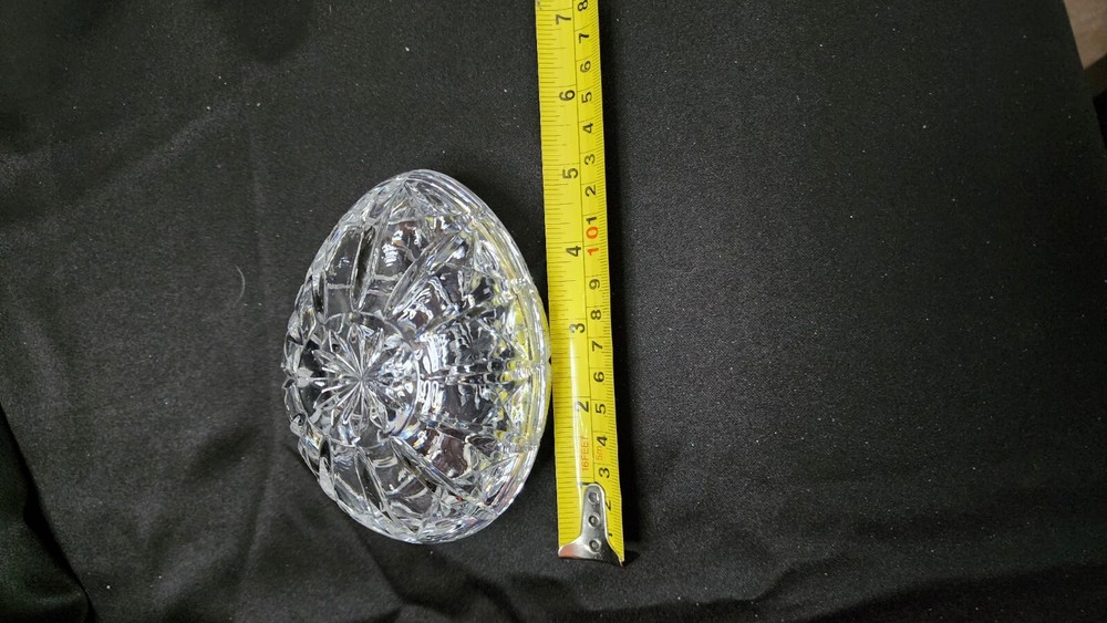 Crystal Egg Candy Dish Trinket Heavy Weight Covered 2 Pc Gift Decor