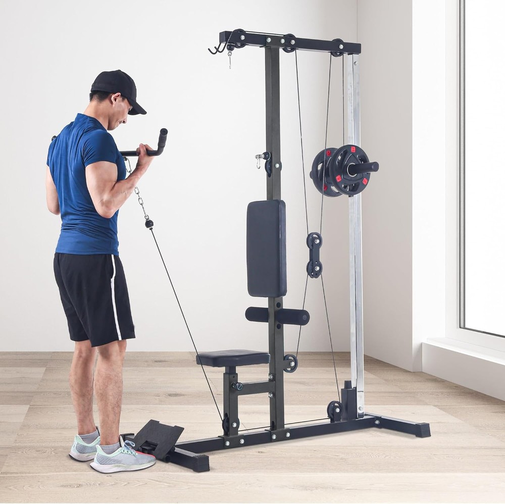Multi-Functional LAT Pulldown Cable Machine,High & Low Pulley for Tricep Workout