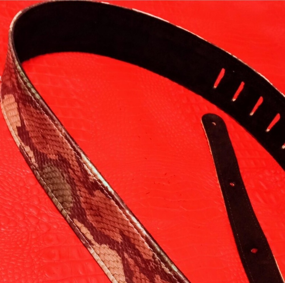 genuine Python snakeskin Soft Suede leather Dyed camouflage colors guitar strap