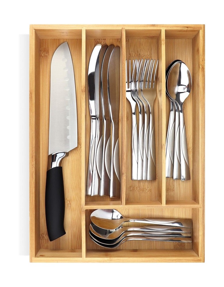 Silverware Organizer - Small Extra-Deep Wooden Kitchen Drawer Organ... Fast Ship